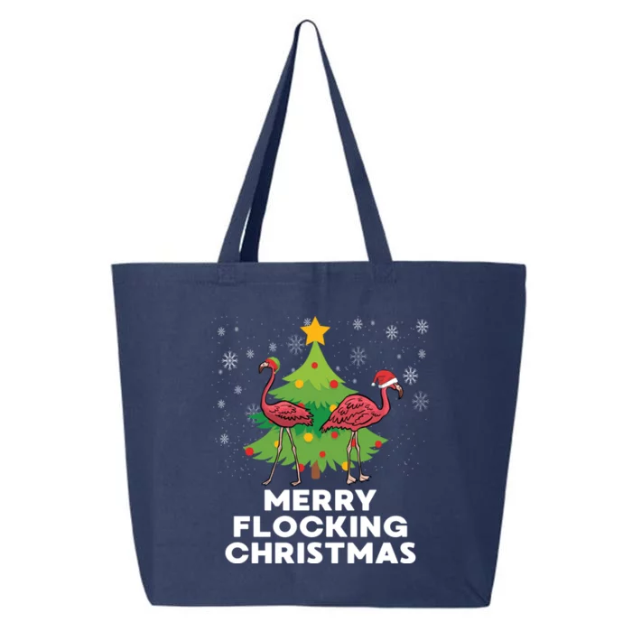 Merry Flocking Christmas Funny Xmas Flamingo Wading Bird Gift 25L Jumbo Tote