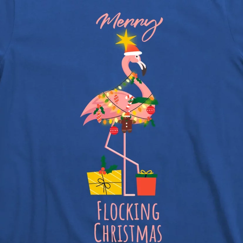 Merry Flocking Christmas Pink Flamingo Christmas Lights Xmas Gift T-Shirt