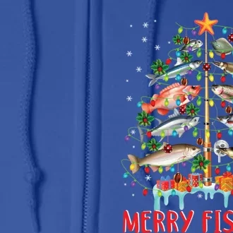 Merry Fishmas Christmas Tree Fish Funny Fishing Meaningful Gift Full Zip Hoodie