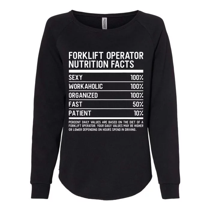 Men Funny Certified Forklift Operator Nutrition Facts Womens California Wash Sweatshirt