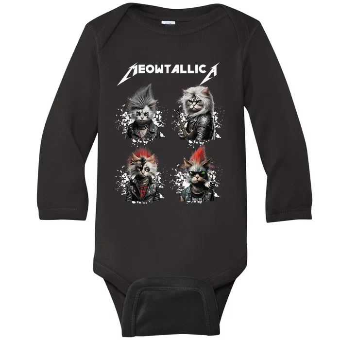 Meowtallica Funny Cat Shirt, Cat Shirt, Music Baby Long Sleeve Bodysuit