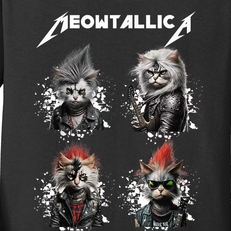 Meowtallica Funny Cat Shirt, Cat Shirt, Music Kids Long Sleeve Shirt