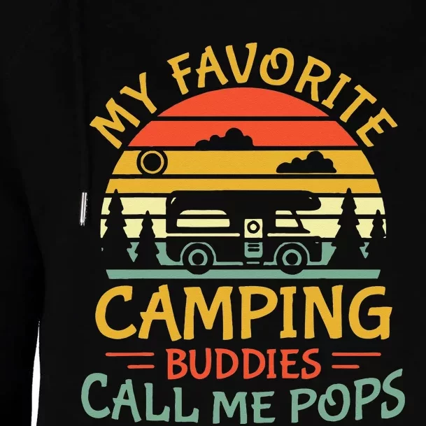 My Favorite Camping Buddies Call Me Pops Retro Family Trip Womens Funnel Neck Pullover Hood