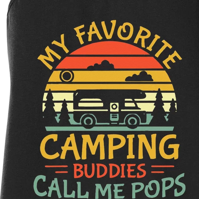 My Favorite Camping Buddies Call Me Pops Retro Family Trip Women's Racerback Tank