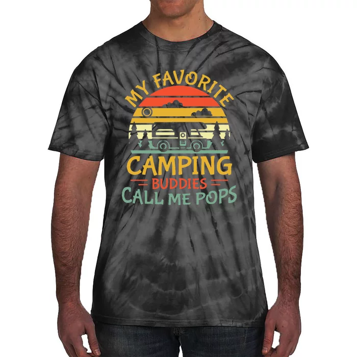 My Favorite Camping Buddies Call Me Pops Retro Family Trip Tie-Dye T-Shirt