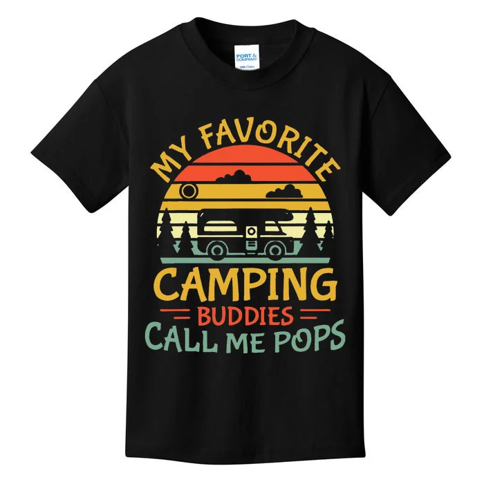 My Favorite Camping Buddies Call Me Pops Retro Family Trip Kids T-Shirt