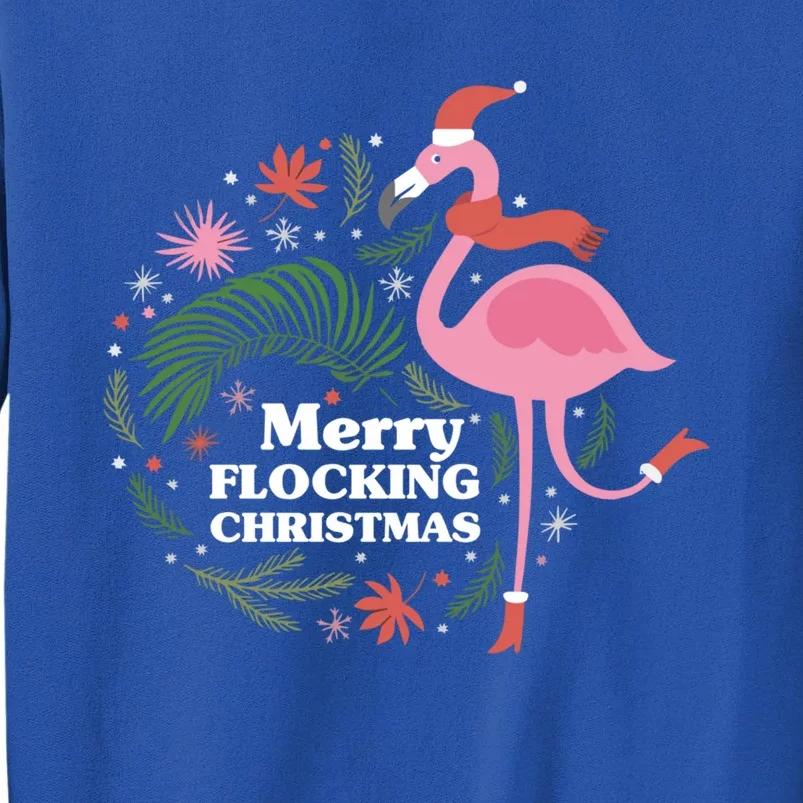 Merry Flocking Christmas Flamingo Pink In Santa Hat Gift Sweatshirt