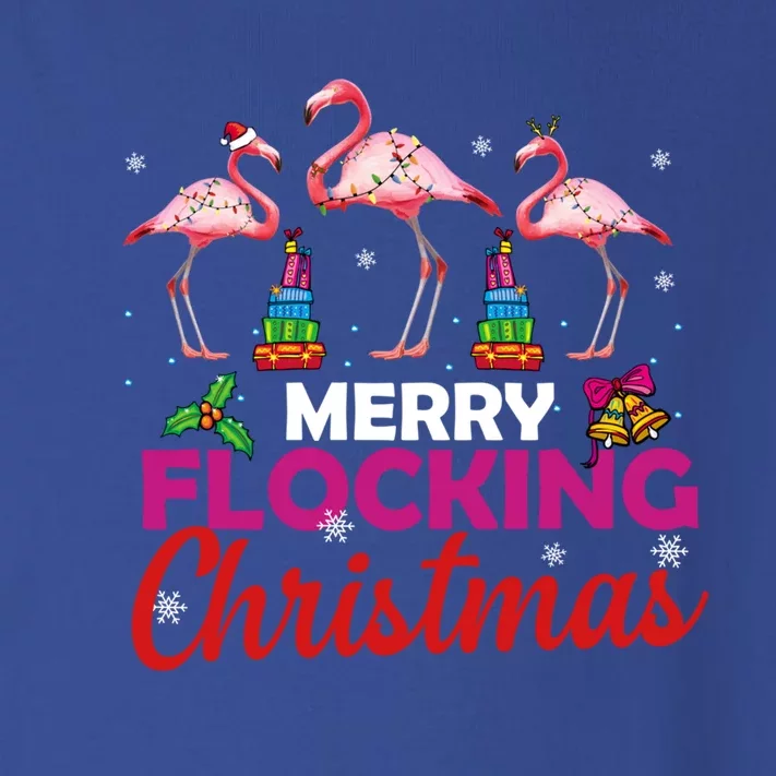 Merry Flocking Christmas Flamingo Pink In Santa Hat Funny Gift Toddler Long Sleeve Shirt