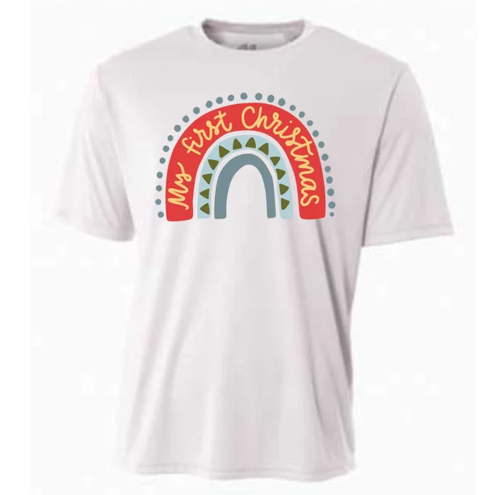 My First Christmas Cute Rainbow Holiday Cooling Performance Crew T-Shirt