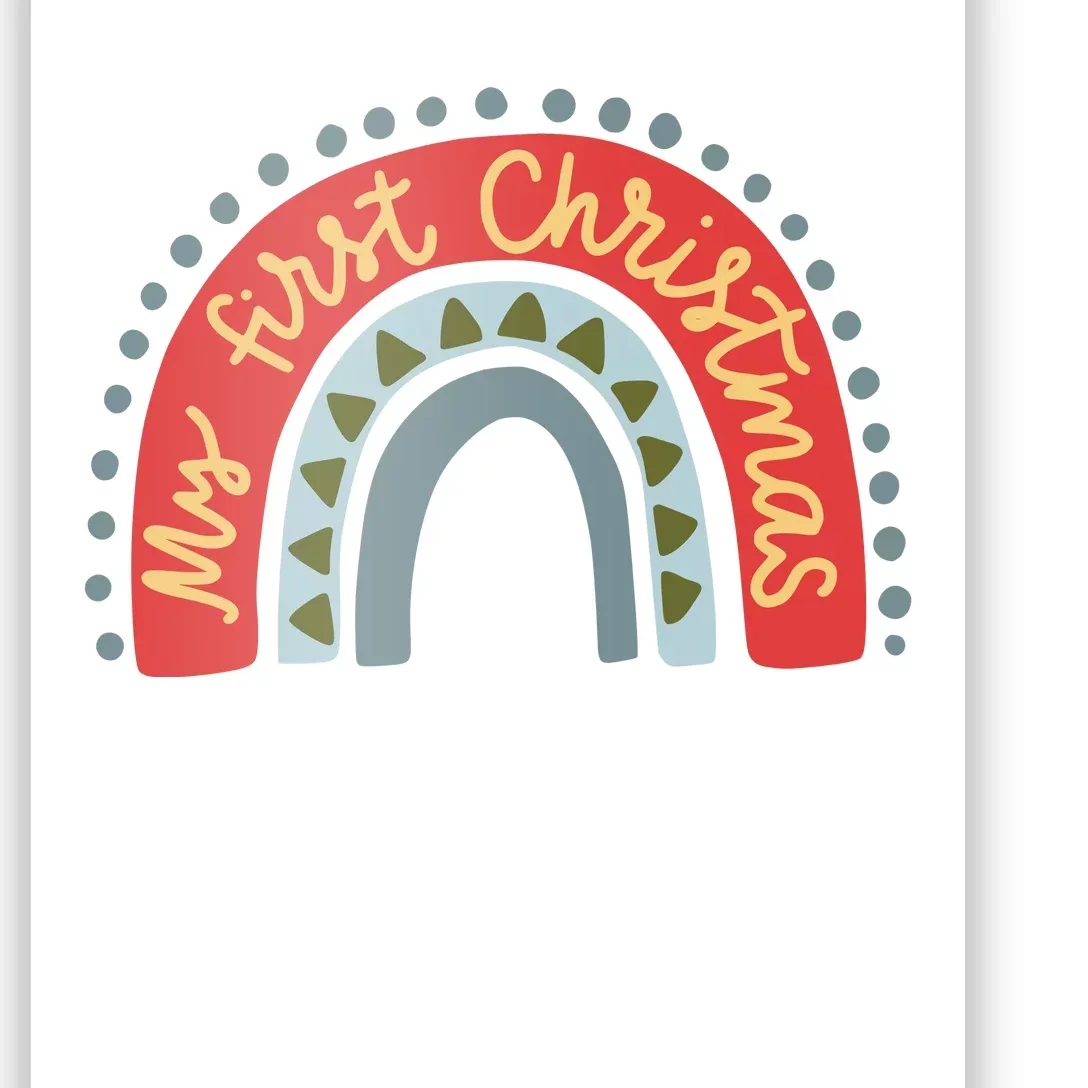 My First Christmas Cute Rainbow Holiday Poster