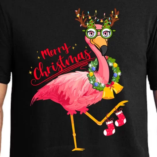 Merry Flocking Christmas Day Pink Flamingo Xmas Holidays Gift Pajama Set