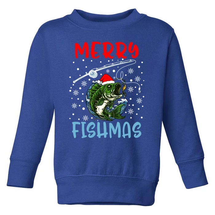 Merry Fishmas Christmas Fishing Holiday Gift Toddler Sweatshirt