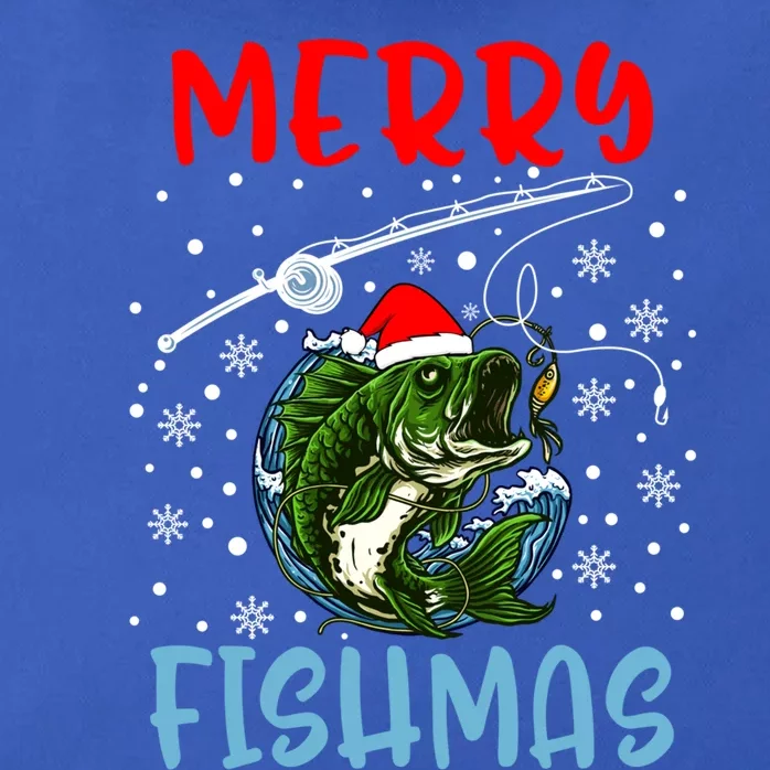 Merry Fishmas Christmas Fishing Holiday Gift Zip Tote Bag