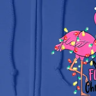 Merry Flocking Christmas Flamingo Pink In Santa Hat Xmas Gift Full Zip Hoodie