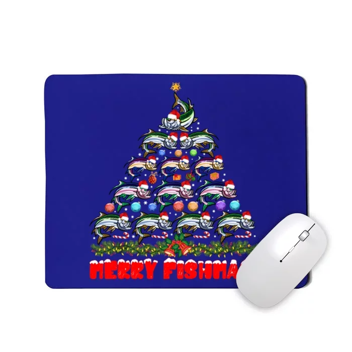 Merry Fishmas Christmas Tree Fishing Lover Funny Gift Mousepad