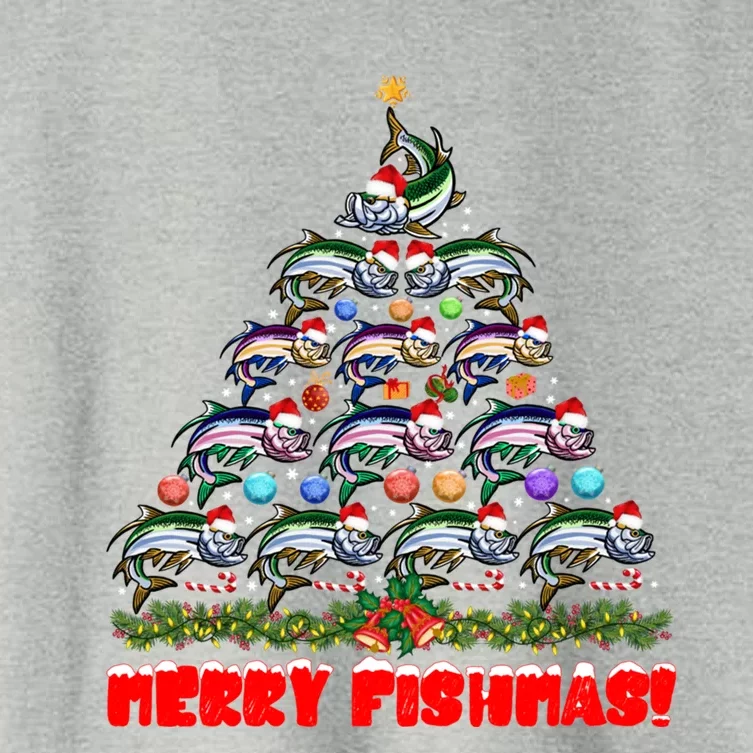 Merry Fishmas Christmas Tree Fishing Lover Funny Gift Women's Crop Top Tee