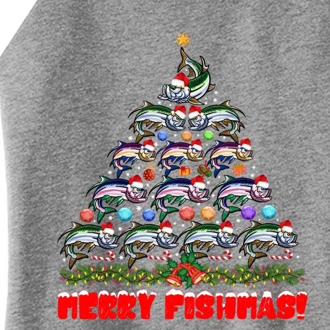 Merry Fishmas Christmas Tree Fishing Lover Funny Gift Women’s Perfect Tri Rocker Tank