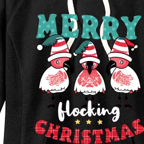 Merry Flocking Christmas Design Christmas Flamingo Cute Gift Women's Fleece Hoodie