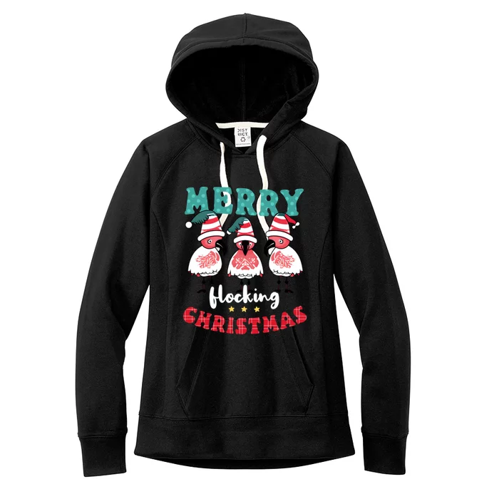 Merry Flocking Christmas Design Christmas Flamingo Cute Gift Women's Fleece Hoodie