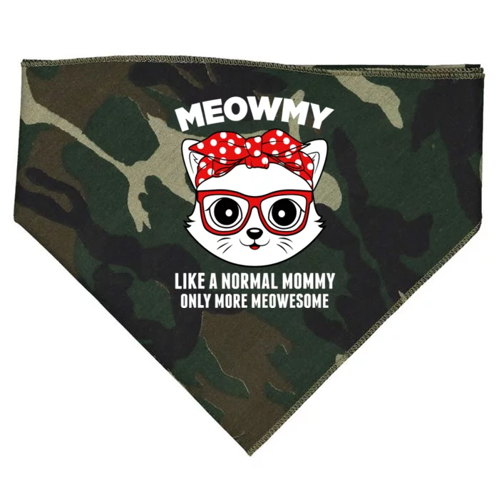 Meowmy Funny Cat Mommy Glasses Mothers Day USA-Made Doggie Bandana