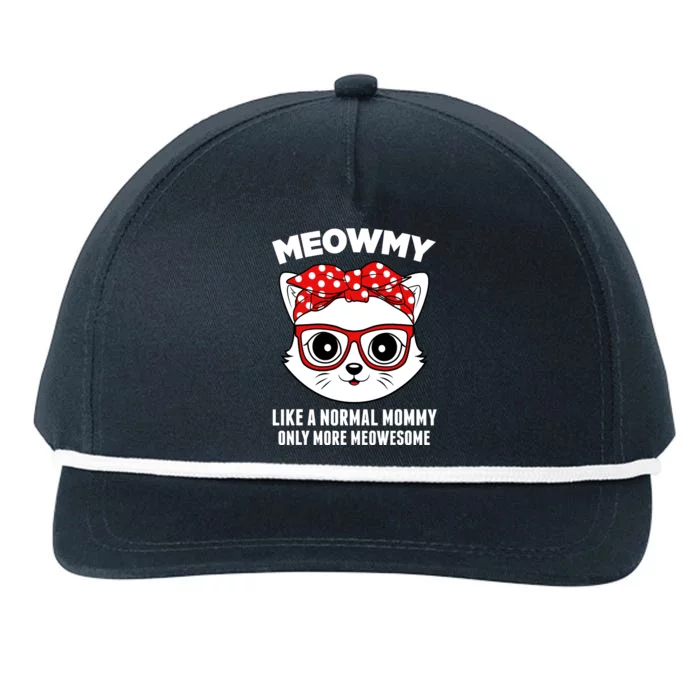 Meowmy Funny Cat Mommy Glasses Mothers Day Snapback Five-Panel Rope Hat