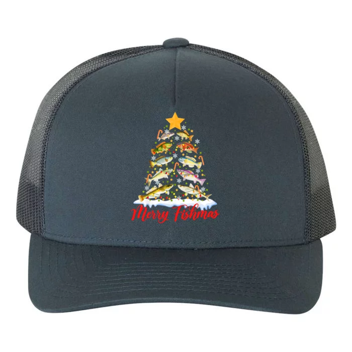 Merry Fishmas Christmas Tree Fish Fishing Fisher Xmas Cute Gift Yupoong Adult 5-Panel Trucker Hat