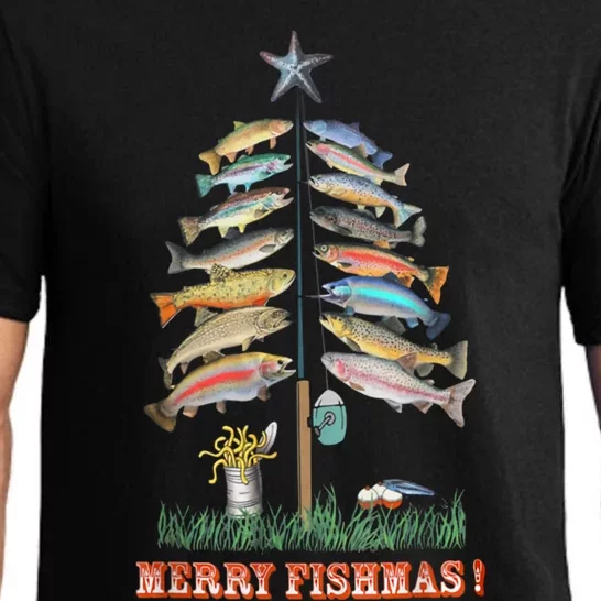 Merry Fishmas Christmas Tree Funny Funny Gift Pajama Set