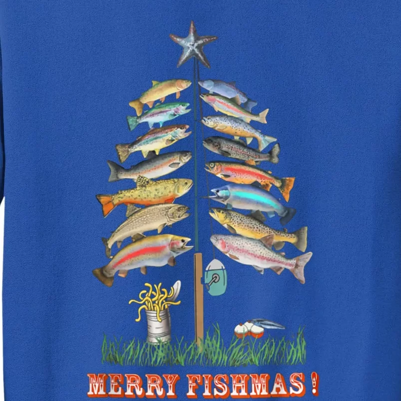 Merry Fishmas Christmas Tree Funny Funny Gift Tall Sweatshirt