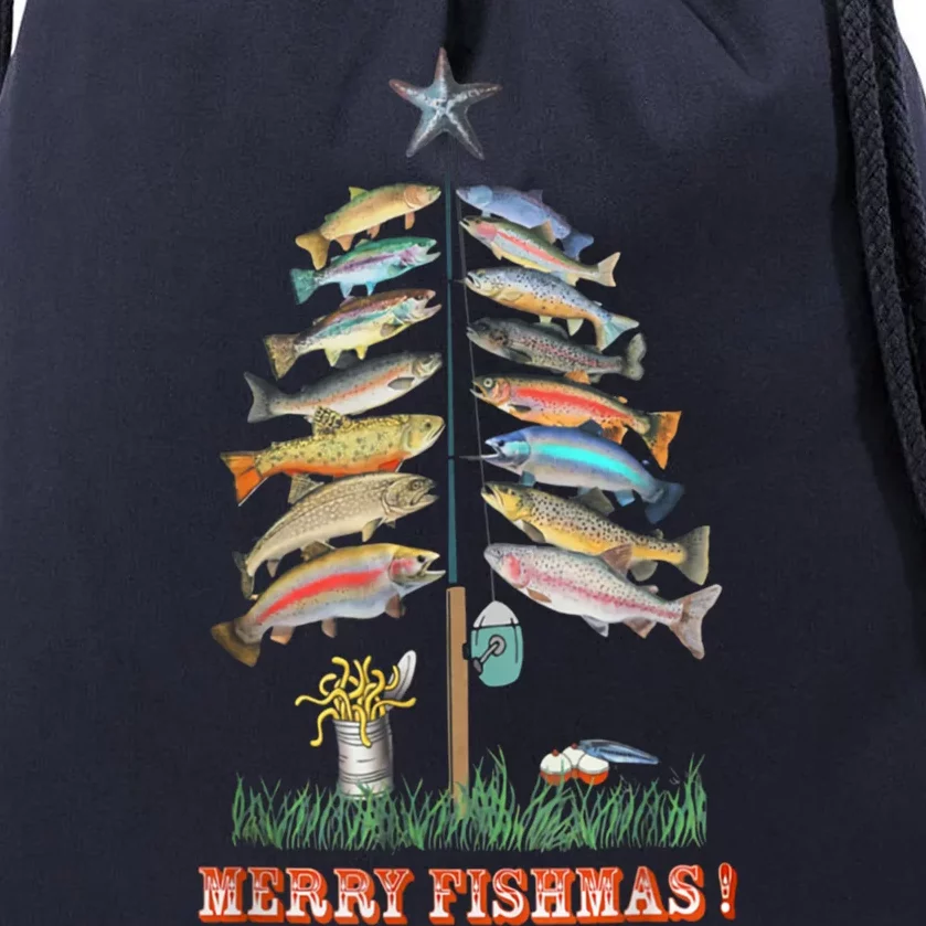 Merry Fishmas Christmas Tree Funny Funny Gift Drawstring Bag