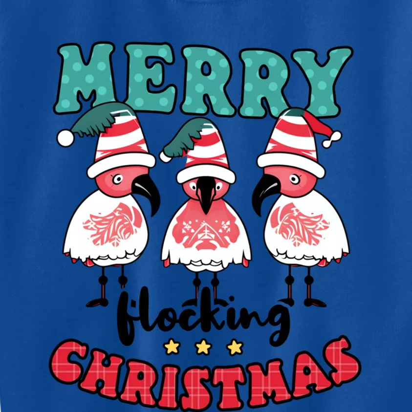 Merry Flocking Christmas Design Christmas Flamingo Great Gift Kids Sweatshirt