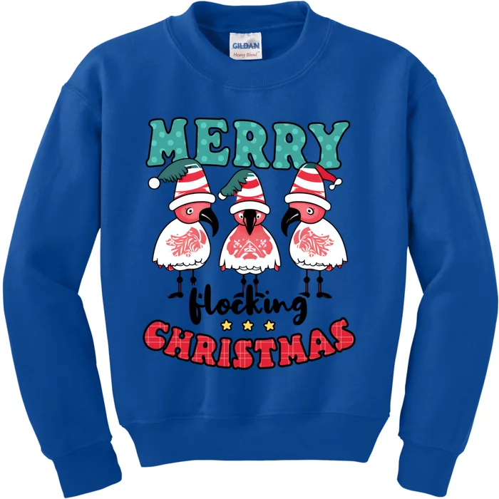 Merry Flocking Christmas Design Christmas Flamingo Great Gift Kids Sweatshirt