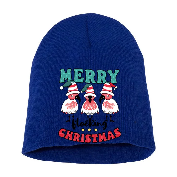 Merry Flocking Christmas Design Christmas Flamingo Great Gift Short Acrylic Beanie