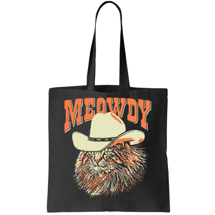 Meowdy! Funny Country Music Cat Cowboy Hat Vintage Tote Bag