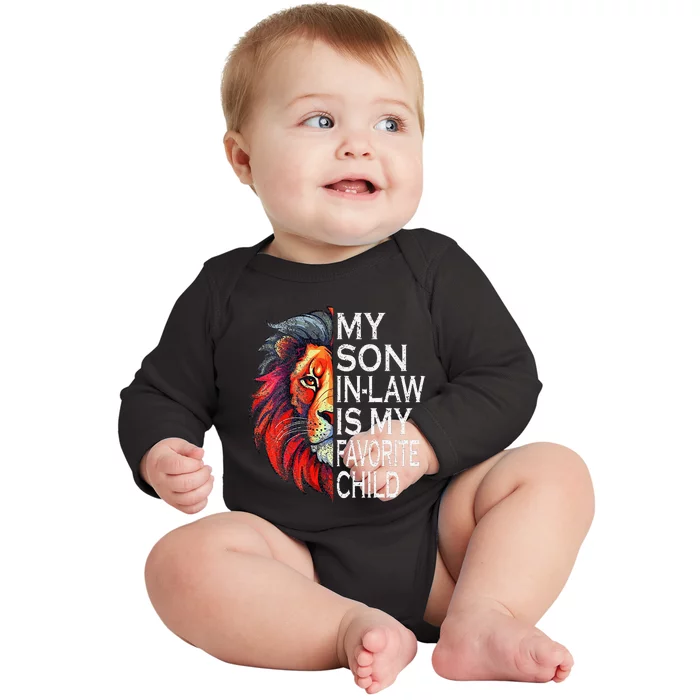 My Favorite Child Is My Son In Law Lion Face Baby Long Sleeve Bodysuit