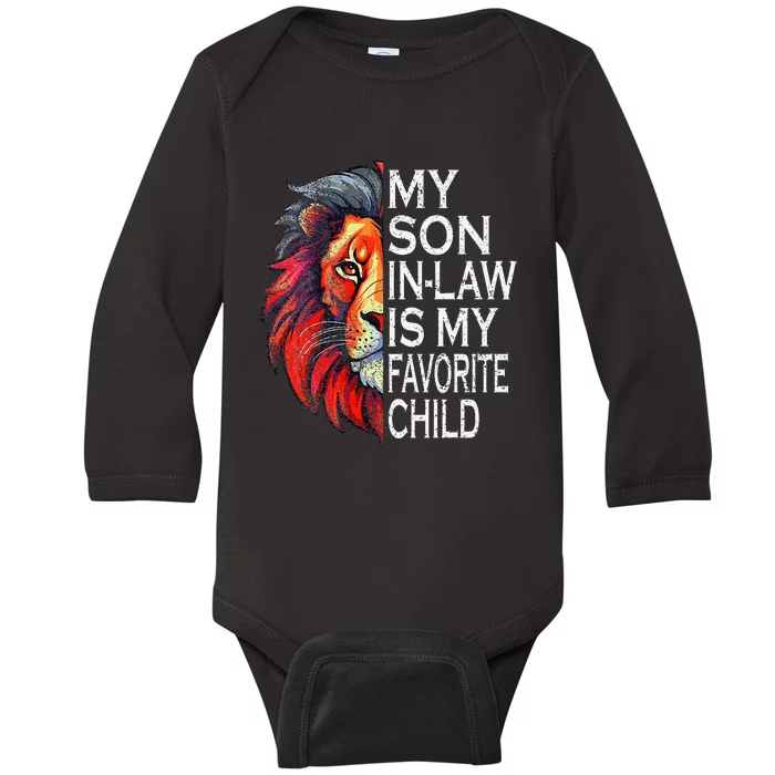 My Favorite Child Is My Son In Law Lion Face Baby Long Sleeve Bodysuit