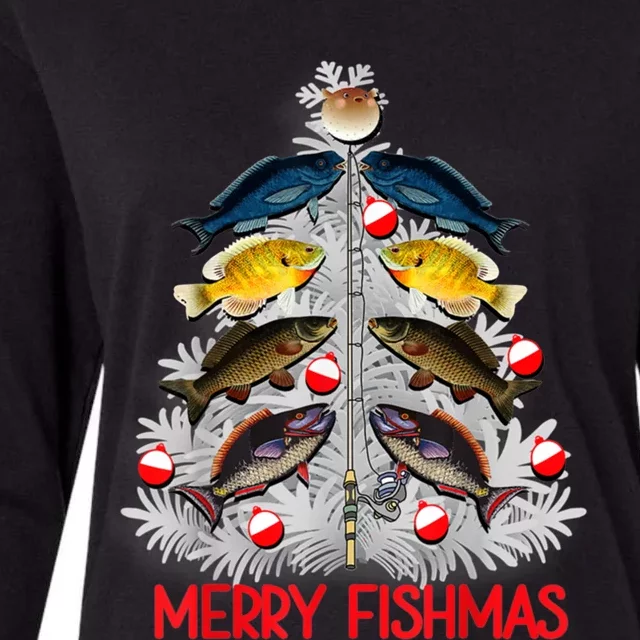 Merry Fishmas Christmas Tree Fish Fishing Fisher Xmas Cute Gift Womens Cotton Relaxed Long Sleeve T-Shirt