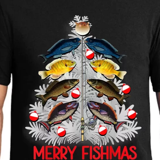 Merry Fishmas Christmas Tree Fish Fishing Fisher Xmas Cute Gift Pajama Set