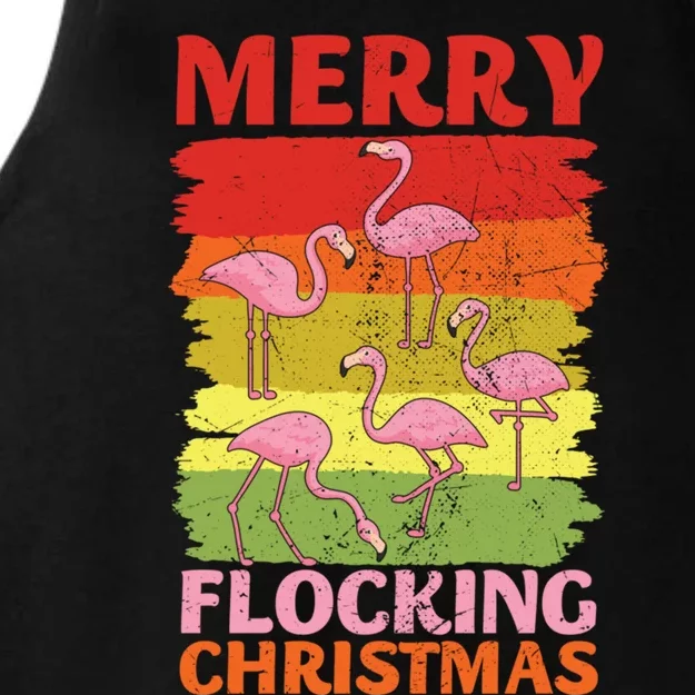 Merry Flocking Christmas Flamingo Funny Xmas Pajama Gift Ladies Tri-Blend Wicking Tank