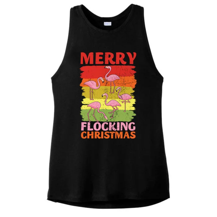 Merry Flocking Christmas Flamingo Funny Xmas Pajama Gift Ladies Tri-Blend Wicking Tank