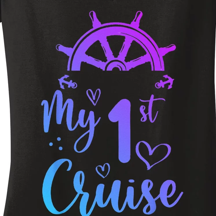 My First Cruise Men Women And Funny Cruise Women's V-Neck T-Shirt