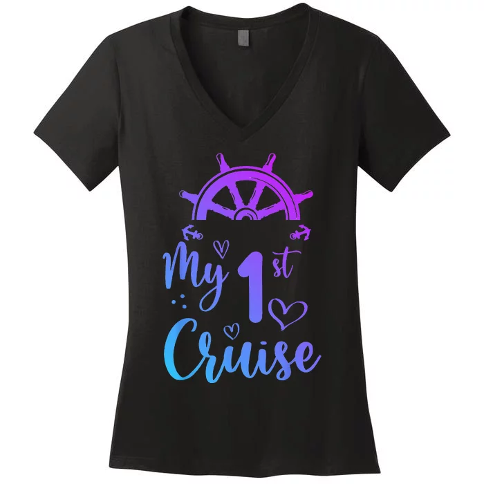 My First Cruise Men Women And Funny Cruise Women's V-Neck T-Shirt