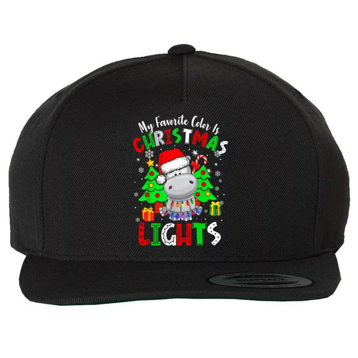 My Favorite Color Is Christmas Lights Hippo Xmas For Cute Gift Wool Snapback Cap