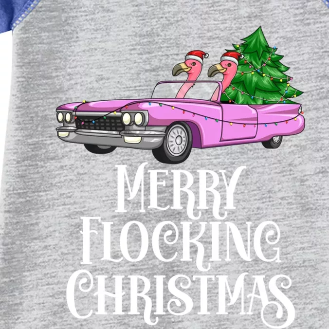 Merry Flocking Christmas Pink Flamingos Pink Car And Xmas Tree Cute Gift Infant Baby Jersey Bodysuit