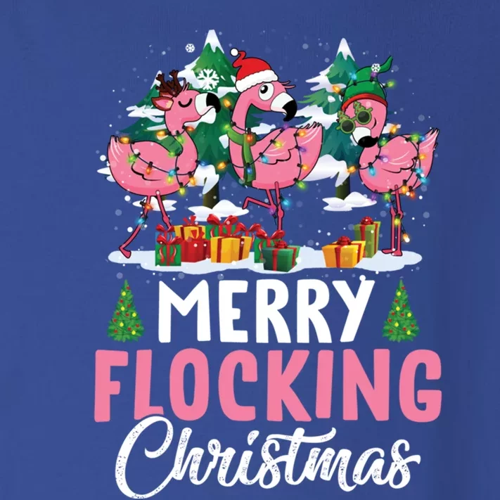 Merry Flocking Christmas Flamingo Pink In Santa Hat Gift Fun Gift Toddler Long Sleeve Shirt