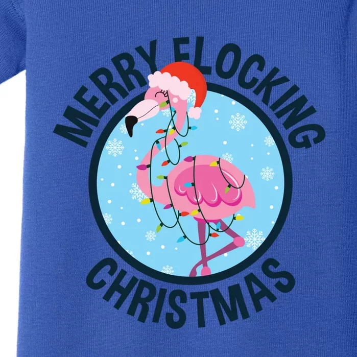 Merry Flocking Christmas Tropical Florida Flamingo Christmas Cool Gift Baby Bodysuit