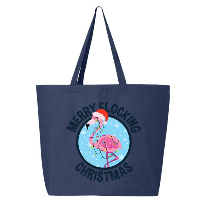 Merry Flocking Christmas Tropical Florida Flamingo Christmas Cool Gift 25L Jumbo Tote