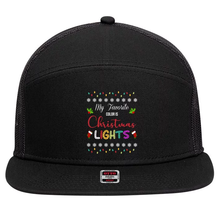 My Favorite Color Is Christmas Lights 7 Panel Mesh Trucker Snapback Hat