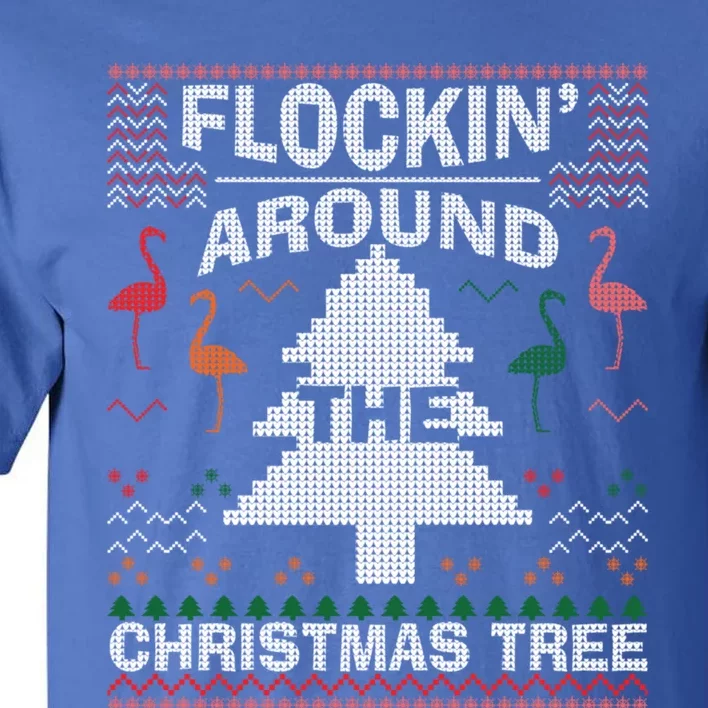 Merry Flocking Christmas Flamingo Santa Pink Ugly Sweater Cool Gift Tall T-Shirt