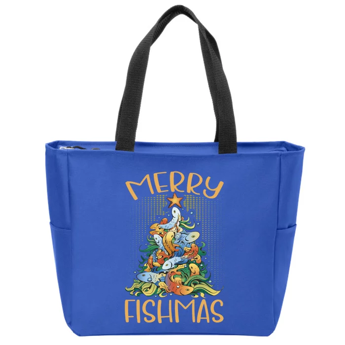 Merry Fishmas Cute Gift Zip Tote Bag