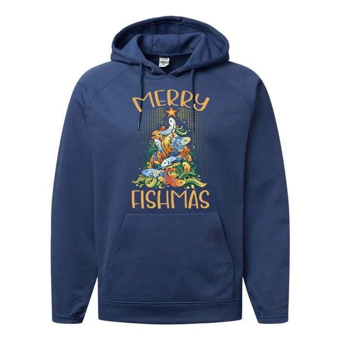 Merry Fishmas Cute Gift Performance Fleece Hoodie